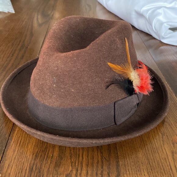 100% Wool Warm Brown Fedora Hat - Picture 1 of 6